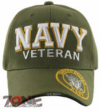 NEW! US NAVY VETERAN SIDE ROUND USN BALL CAP HAT OLIVE