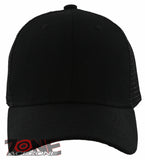 NEW! PLAIN SOLID MESH SNAPBACK BASEBALL CAP HAT ALL BLACK