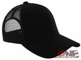 NEW! PLAIN SOLID MESH SNAPBACK BASEBALL CAP HAT ALL BLACK