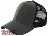 NEW! PLAIN SOLID MESH SNAPBACK BASEBALL CAP HAT BLACK GRAY