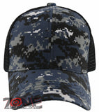 NEW! PLAIN SOLID MESH SNAPBACK BASEBALL CAP HAT BLACK DIGITAL NAVY CAMO