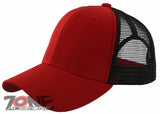 NEW! PLAIN SOLID MESH SNAPBACK BASEBALL CAP HAT BLACK RED