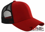 NEW! PLAIN SOLID MESH SNAPBACK BASEBALL CAP HAT BLACK RED
