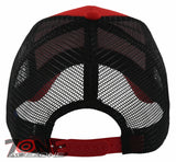NEW! PLAIN SOLID MESH SNAPBACK BASEBALL CAP HAT BLACK RED