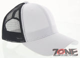 NEW! PLAIN SOLID MESH SNAPBACK BASEBALL CAP HAT BLACK WHITE