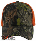 NEW! PLAIN SOLID MESH SNAPBACK BASEBALL CAP HAT ORANGE FOREST CAMO