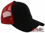 NEW! PLAIN SOLID MESH SNAPBACK BASEBALL CAP HAT RED BLACK