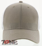 NEW! PLAIN SOLID MESH SNAPBACK BASEBALL CAP HAT WHITE TAN