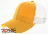 NEW! PLAIN SOLID MESH SNAPBACK BASEBALL CAP HAT WHITE YELLOW