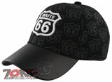 NEW! US ROUTE 66 THE MOTHER ROAD USA FAUX LEATHER BALL CAP HAT BLACK