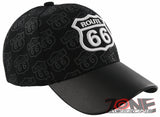 NEW! US ROUTE 66 THE MOTHER ROAD USA FAUX LEATHER BALL CAP HAT BLACK