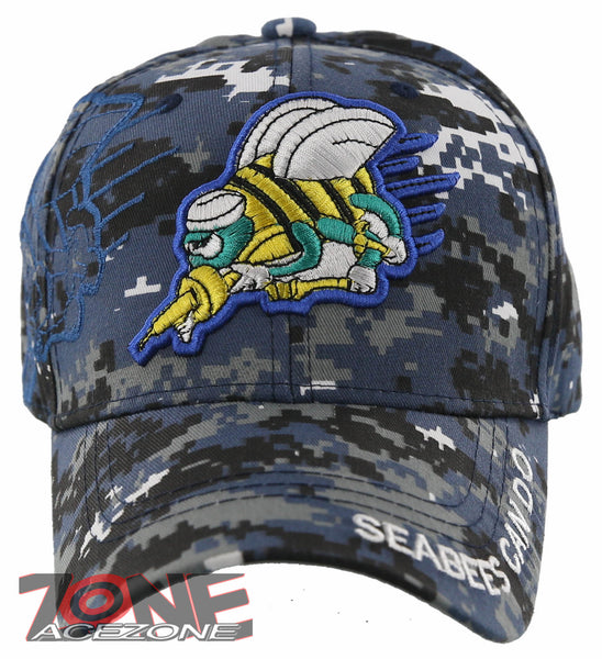 NEW! US NAVY SEABEES CAN DO BASEBALL CAP HAT DIGITAL NAVY CAMO