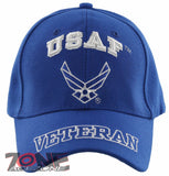 NEW! USAF AIR FORCE WING FRONT VETERAN BALL CAP HAT BLUE