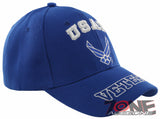 NEW! USAF AIR FORCE WING FRONT VETERAN BALL CAP HAT BLUE
