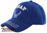 NEW! USAF AIR FORCE WING FRONT VETERAN BALL CAP HAT BLUE