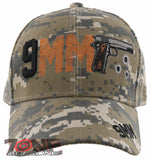 NEW! 9MM PISTOL GUN SIDE 9MM BASEBALL CAP HAT ACU CAMO