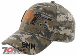 NEW! 9MM PISTOL GUN SIDE 9MM BASEBALL CAP HAT ACU CAMO