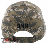 NEW! 9MM PISTOL GUN SIDE 9MM BASEBALL CAP HAT ACU CAMO
