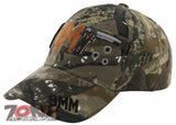 NEW! 9MM PISTOL GUN SIDE 9MM BASEBALL CAP HAT FOREST CAMO