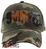 NEW! 9MM PISTOL GUN SIDE 9MM BASEBALL CAP HAT GREEN CAMO
