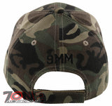 NEW! 9MM PISTOL GUN SIDE 9MM BASEBALL CAP HAT GREEN CAMO