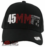 NEW! 45MM PISTOL GUN SIDE 45MM BASEBALL CAP HAT BLACK
