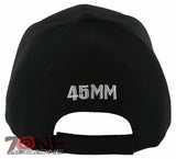 NEW! 45MM PISTOL GUN SIDE 45MM BASEBALL CAP HAT BLACK