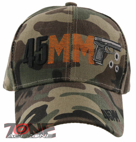 NEW! 45MM PISTOL GUN SIDE 45MM BASEBALL CAP HAT GREEN CAMO