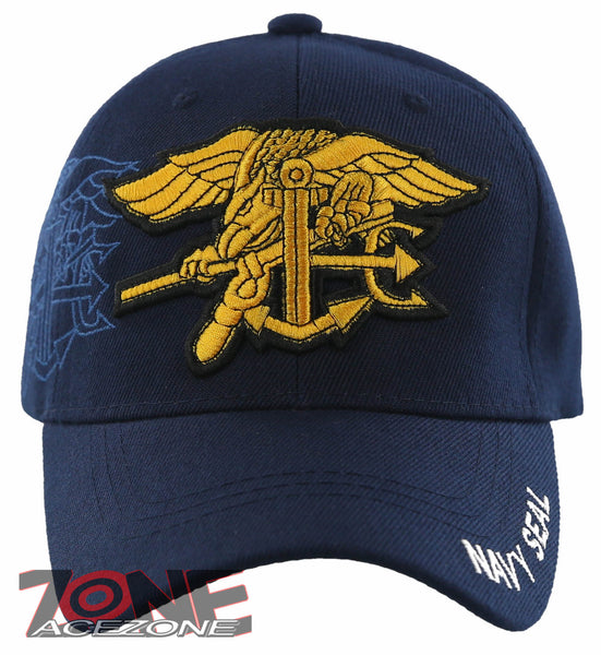 NEW! US NAVY SEAL GOLD YARN SHADOW USN BALL CAP HAT NAVY
