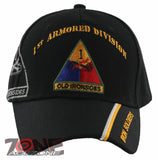 NEW! US ARMY 1ST ARMORED DIVISION OLD IRONSIDES IRON SOLDIERS CAP HAT BLACK
