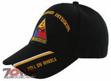 NEW! US ARMY 2ND ARMORED DIVISION HELL ON WHEELS SIDE LINE CAP HAT BLACK