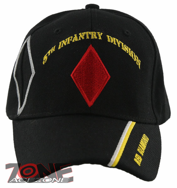 NEW! US ARMY 5TH INFANTRY DIVISION RED DIAMOND BALL CAP HAT BLACK
