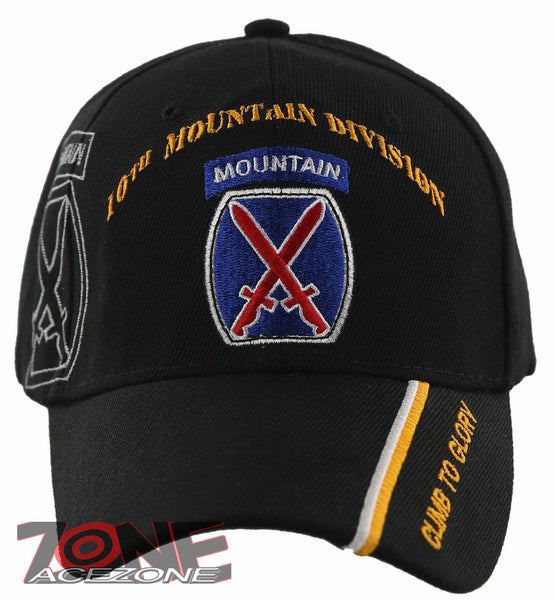 NEW! US ARMY 10TH MOUNTAIN DIVISION CLIMB TO GLORY BALL CAP HAT BLACK