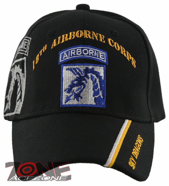 NEW! US ARMY 18TH AIRBORNE CORPS SKY DRAGONS BALL CAP HAT BLACK