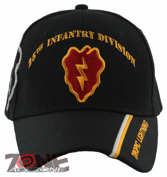 NEW! US ARMY 25TH INFANTRY DIVISION TROPIC LIGHTNING BALL CAP HAT BLACK