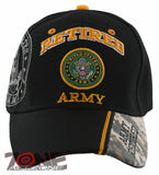 NEW! US ARMY RETIRED ROUND SIDE CAMO BALL CAP HAT BLACK
