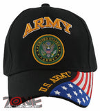 NEW! US ARMY ROUND SIDE USA FLAG BALL CAP HAT BLACK