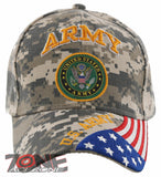 NEW! US ARMY ROUND SIDE USA FLAG BALL CAP HAT ACU CAMO