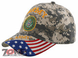 NEW! US ARMY ROUND SIDE USA FLAG BALL CAP HAT ACU CAMO
