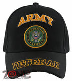 NEW! US ARMY VETERAN ROUND FRONT VETERAN BALL CAP HAT BLACK