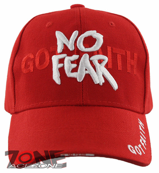 NO FEAR GOT FAITH SHADOW JESUS CHRISTIAN BALL CAP HAT RED