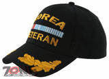KOREA VETERAN FRONT LEAF MILITARY BALL CAP HAT BLACK