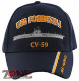 NEW! US NAVY USN USS FORRESTAL CV-59 FIRST INDEFENSE BALL CAP HAT NAVY