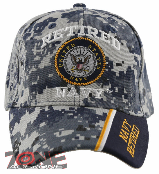 NEW! US NAVY USN RETIRED ROUND SHADOW BALL CAP HAT ACU NAVY CAMO