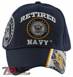 NEW! US NAVY USN RETIRED ROUND SHADOW BALL CAP HAT NAVY