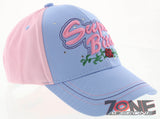 NEW! SUPER BITCH ROSE BALL CAP HAT PINK SKY BLUE