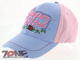 NEW! SUPER BITCH ROSE BALL CAP HAT PINK SKY BLUE