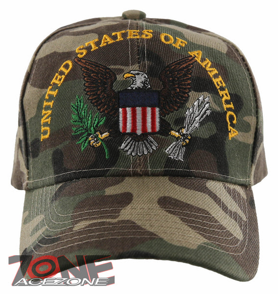 NEW! USA UNITED STATES OF AMERICA EAGLE BALL CAP HAT GREEN CAMO