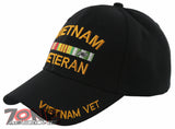 NEW! VIETNAM VETERAN FLAME LEAF BALL CAP HAT BLACK