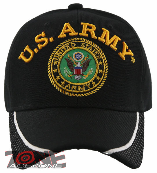 NEW! US ARMY SIDE LINE MESH BALL CAP HAT BLACK